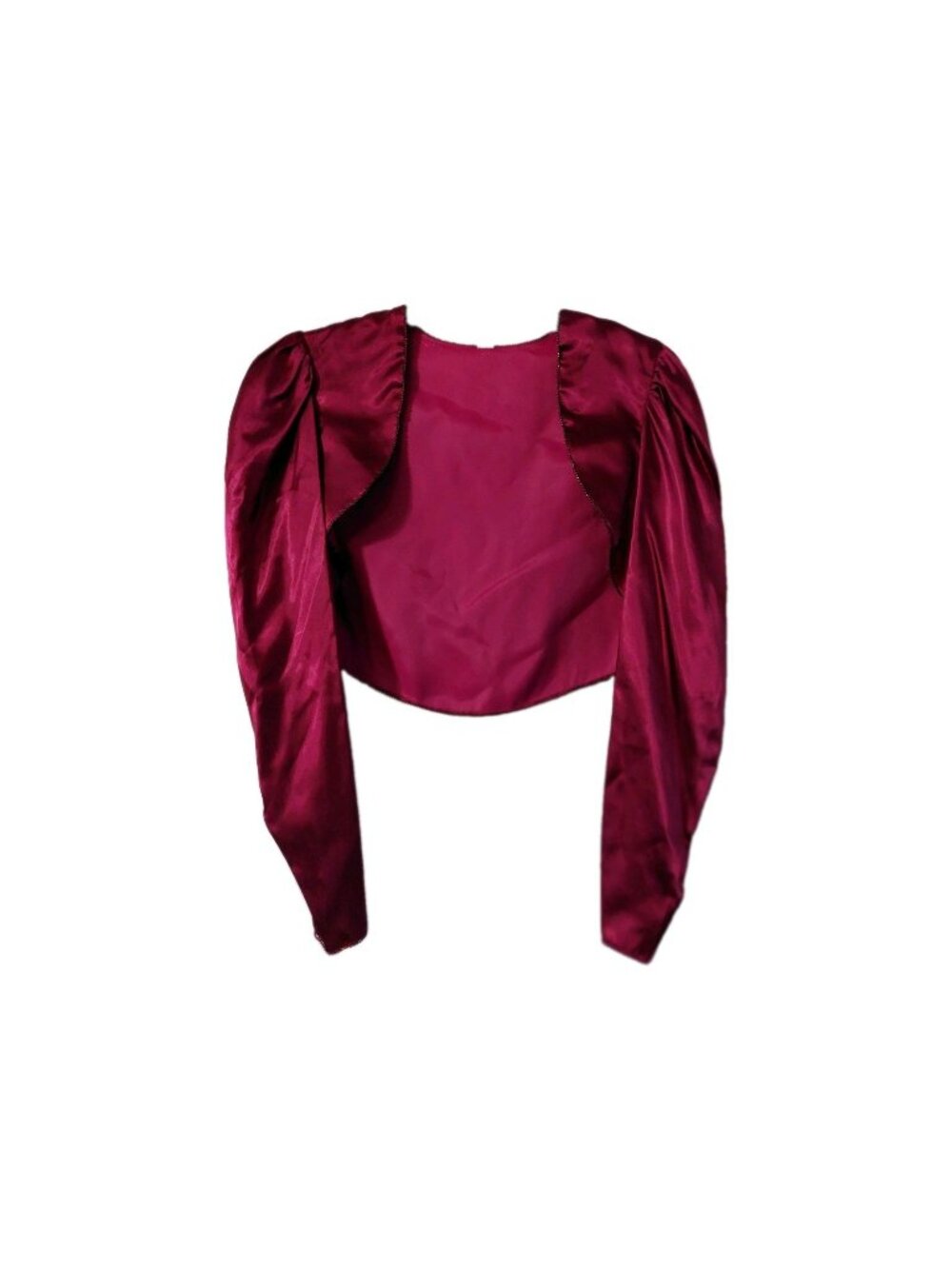 Red Cropped Bolero Jacket Size 10 Small Beaded